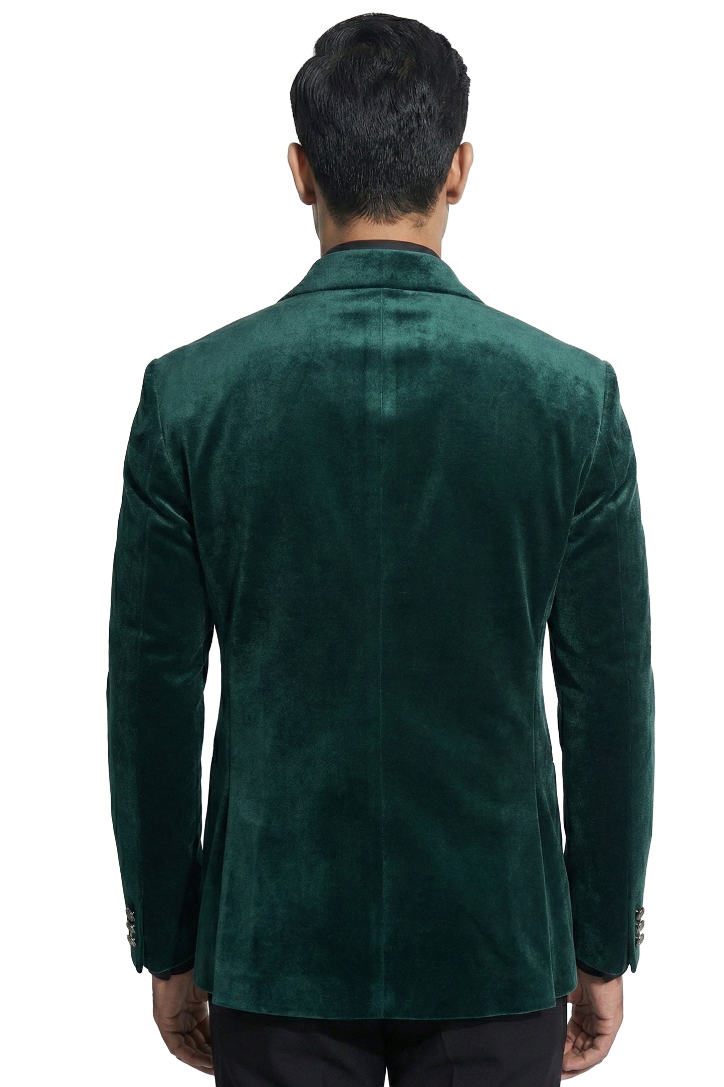 Green Embroidered Velvet Tuxedo Set