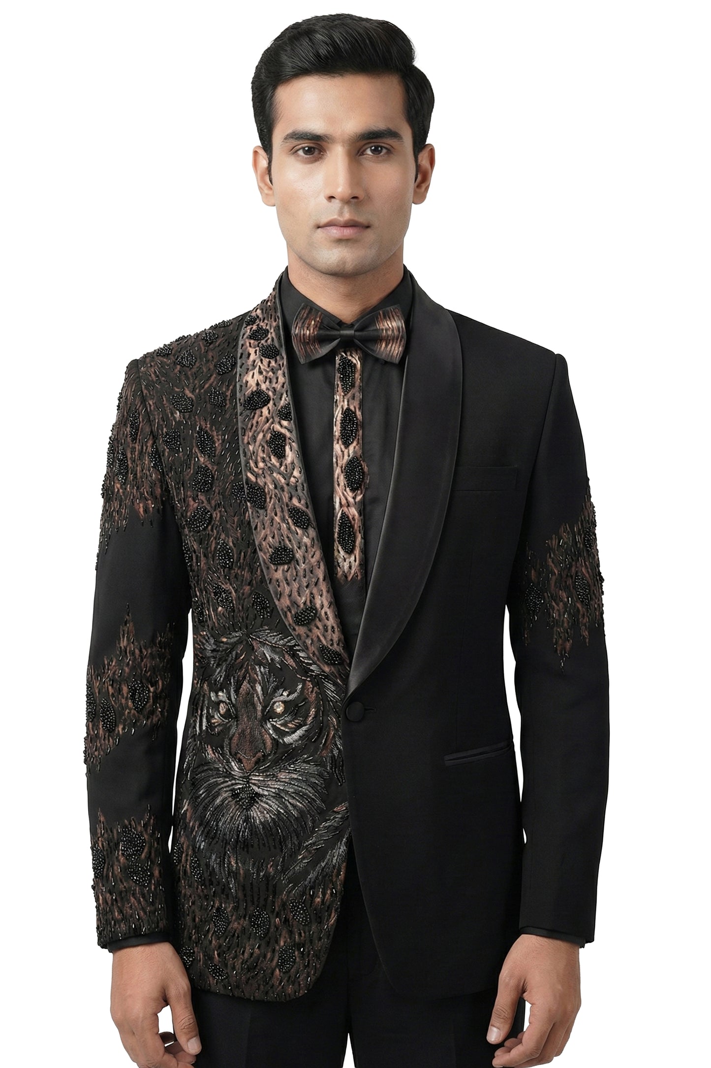 Black Hand-Painted Embroidered Tuxedo Set