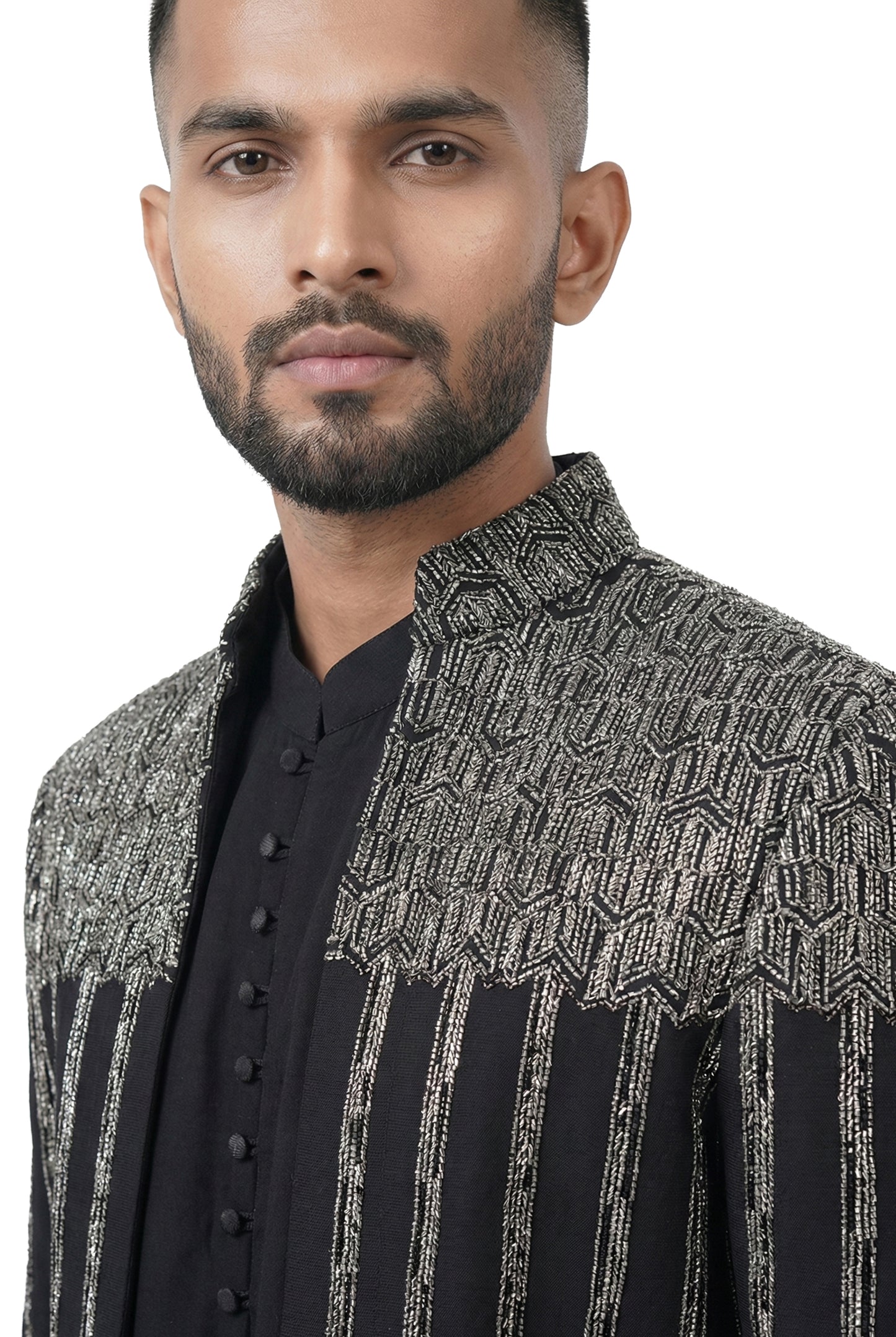 Black Embellished Indo-Western Jacket Set