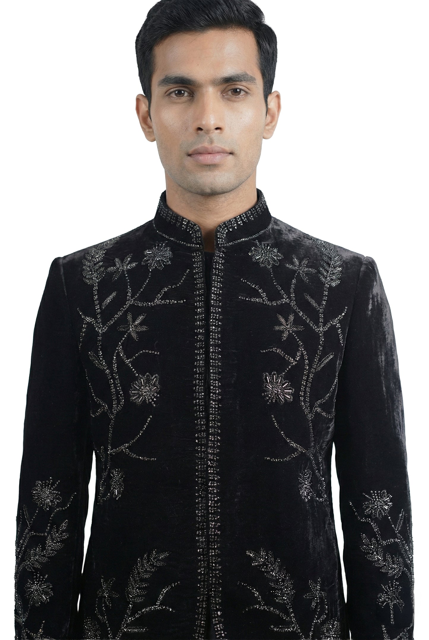 Black Embroidered Bandhgala Jacket