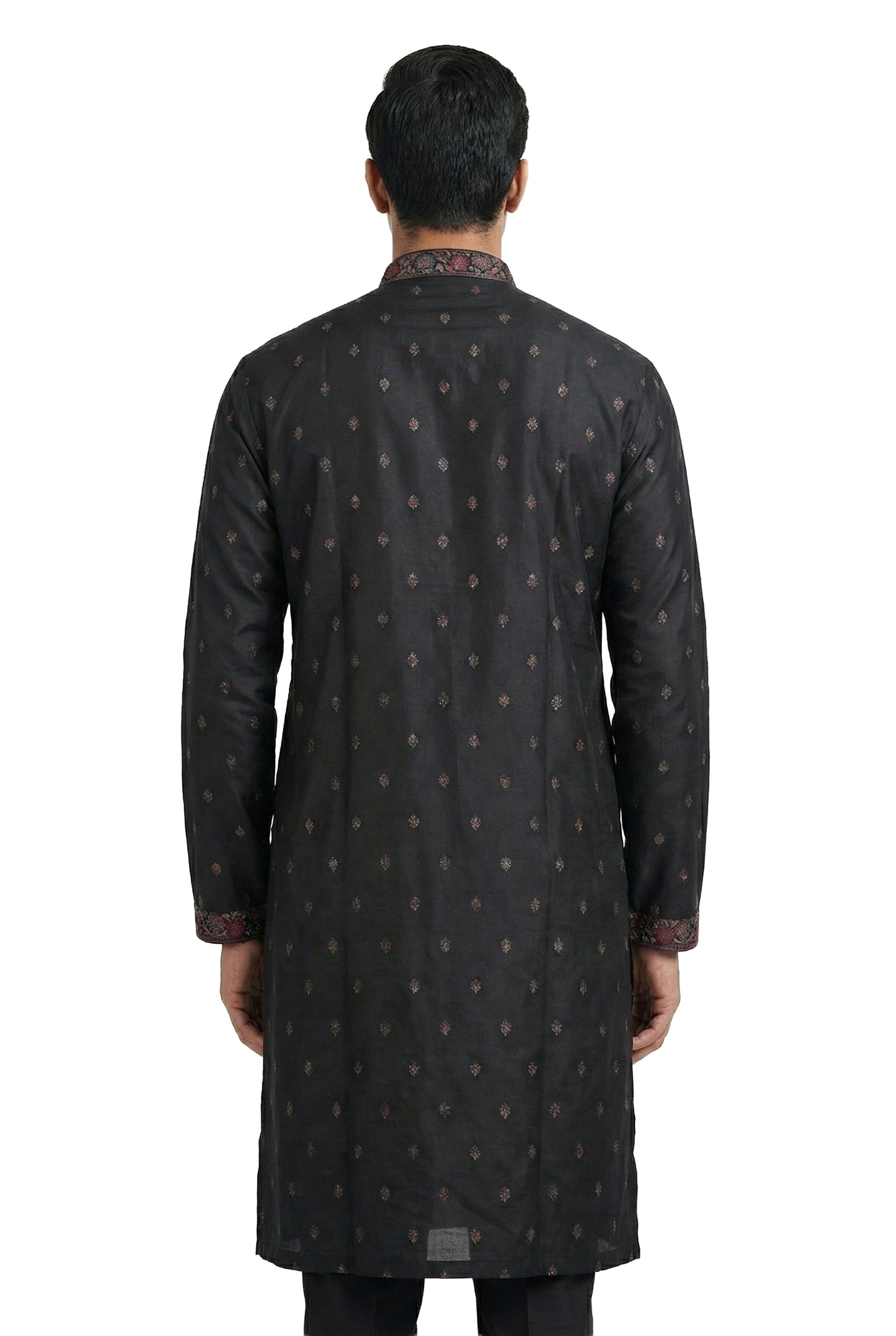 Black Printed Kurta with Coordinated Draped Dupatta
