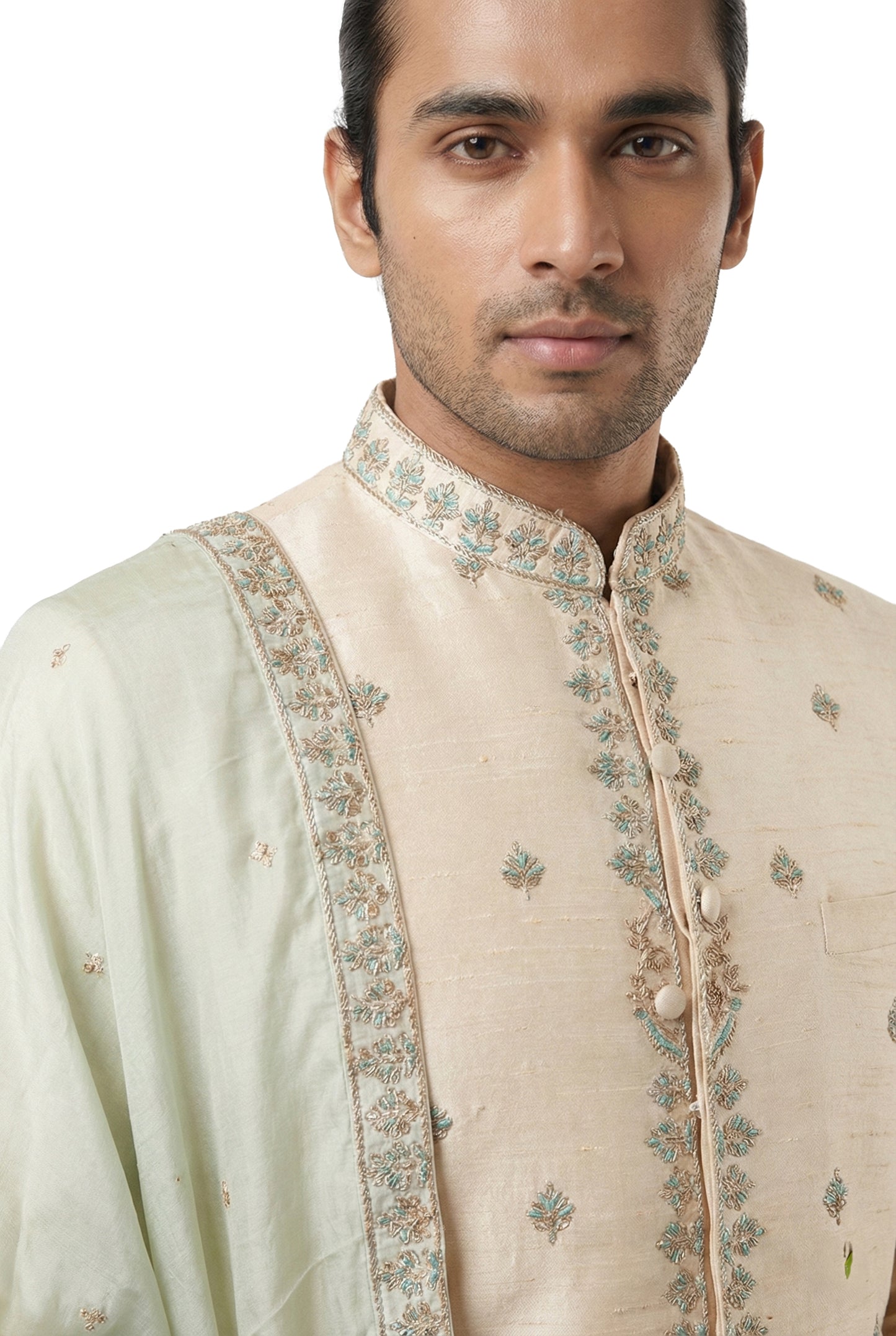Gold Hand-Embroidered Sherwani
