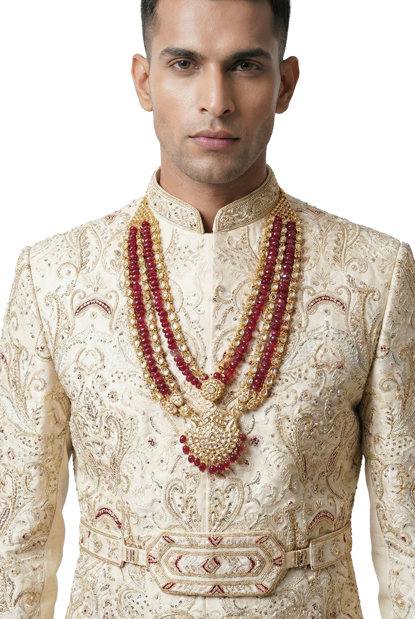 Ivory Hand-Embroidered Sherwani