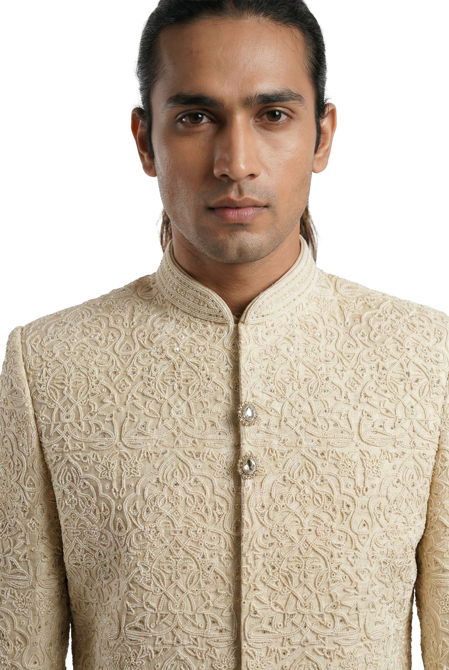 Ivory Hand-Embroidered Sherwani