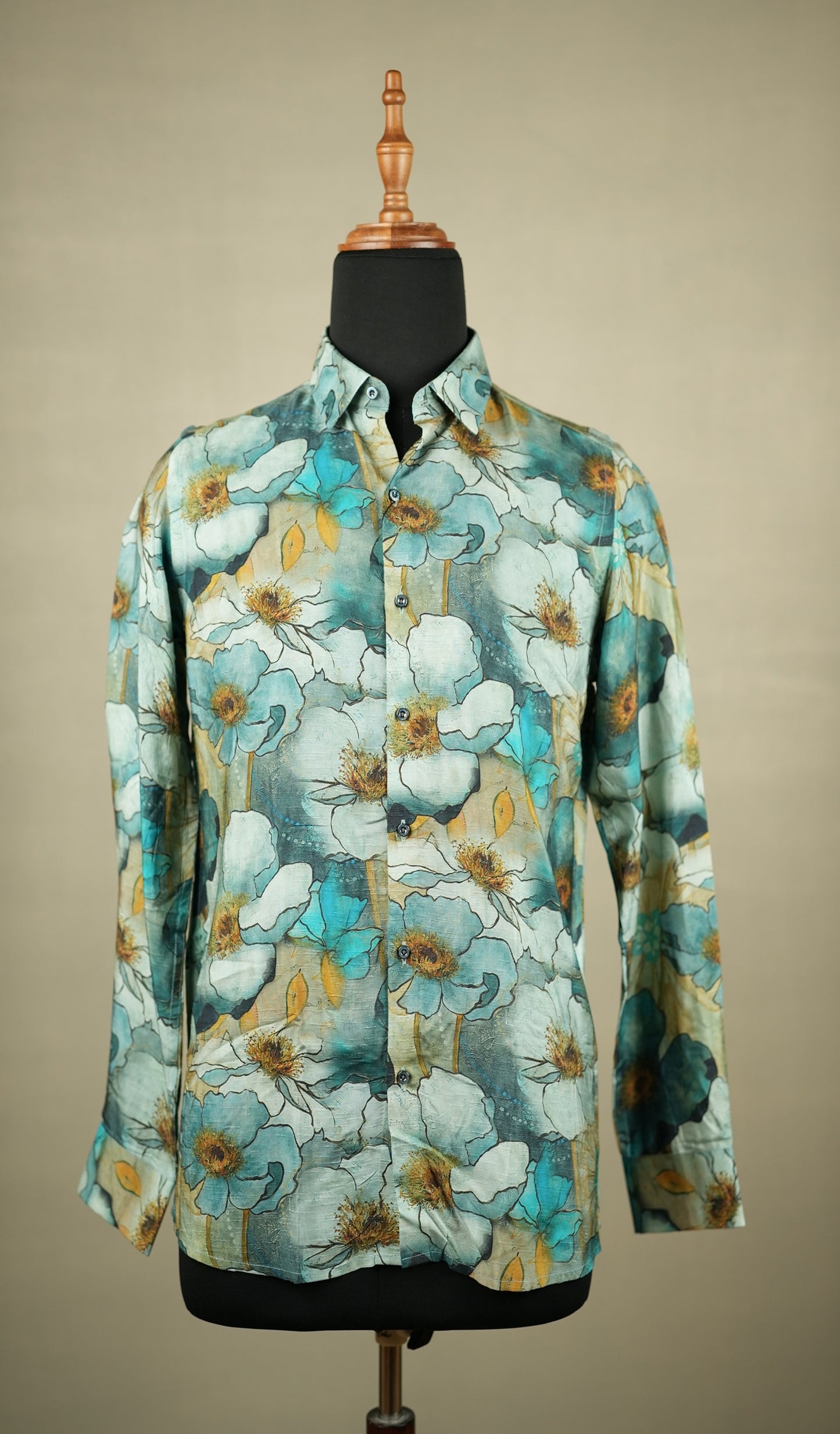 Aqua Floral Printed Shirt