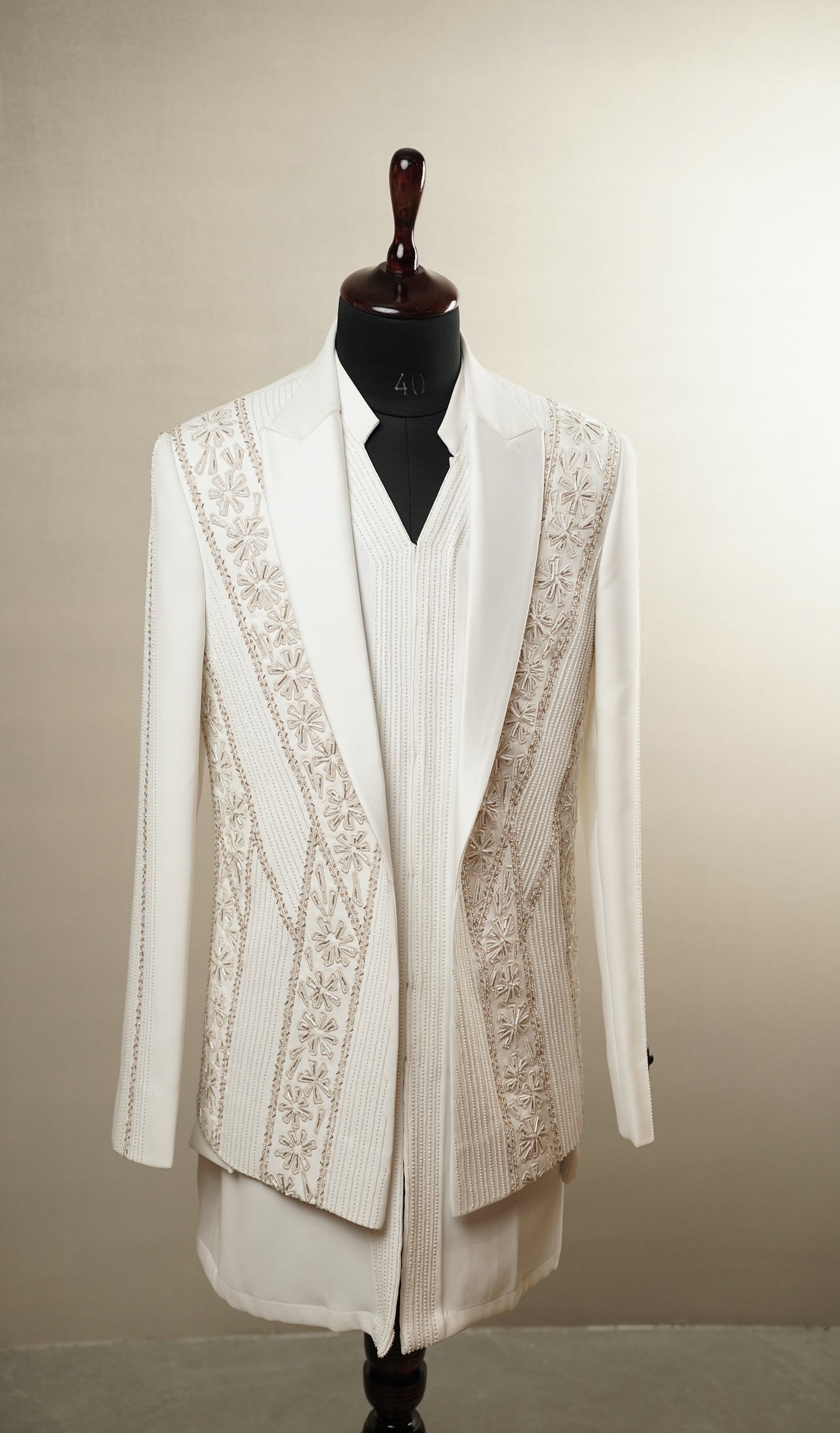 Ivory Embroidered Tuxedo Set