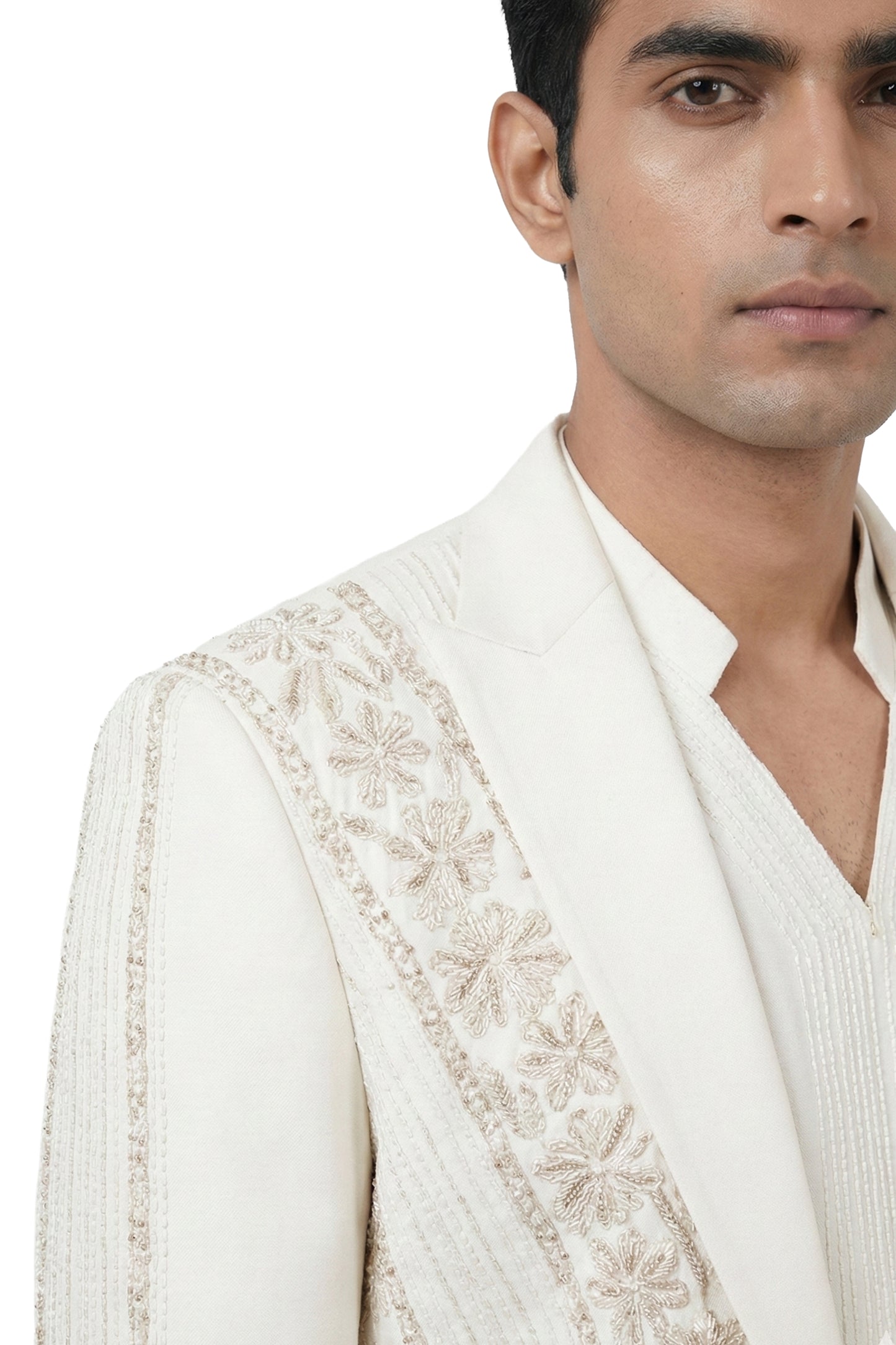 Ivory Embroidered Tuxedo Set