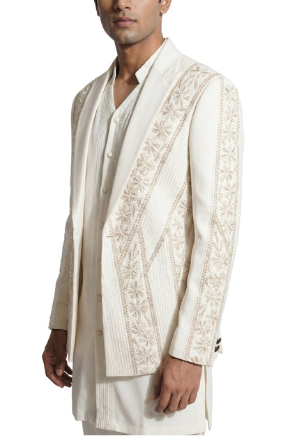 Ivory Embroidered Tuxedo Set