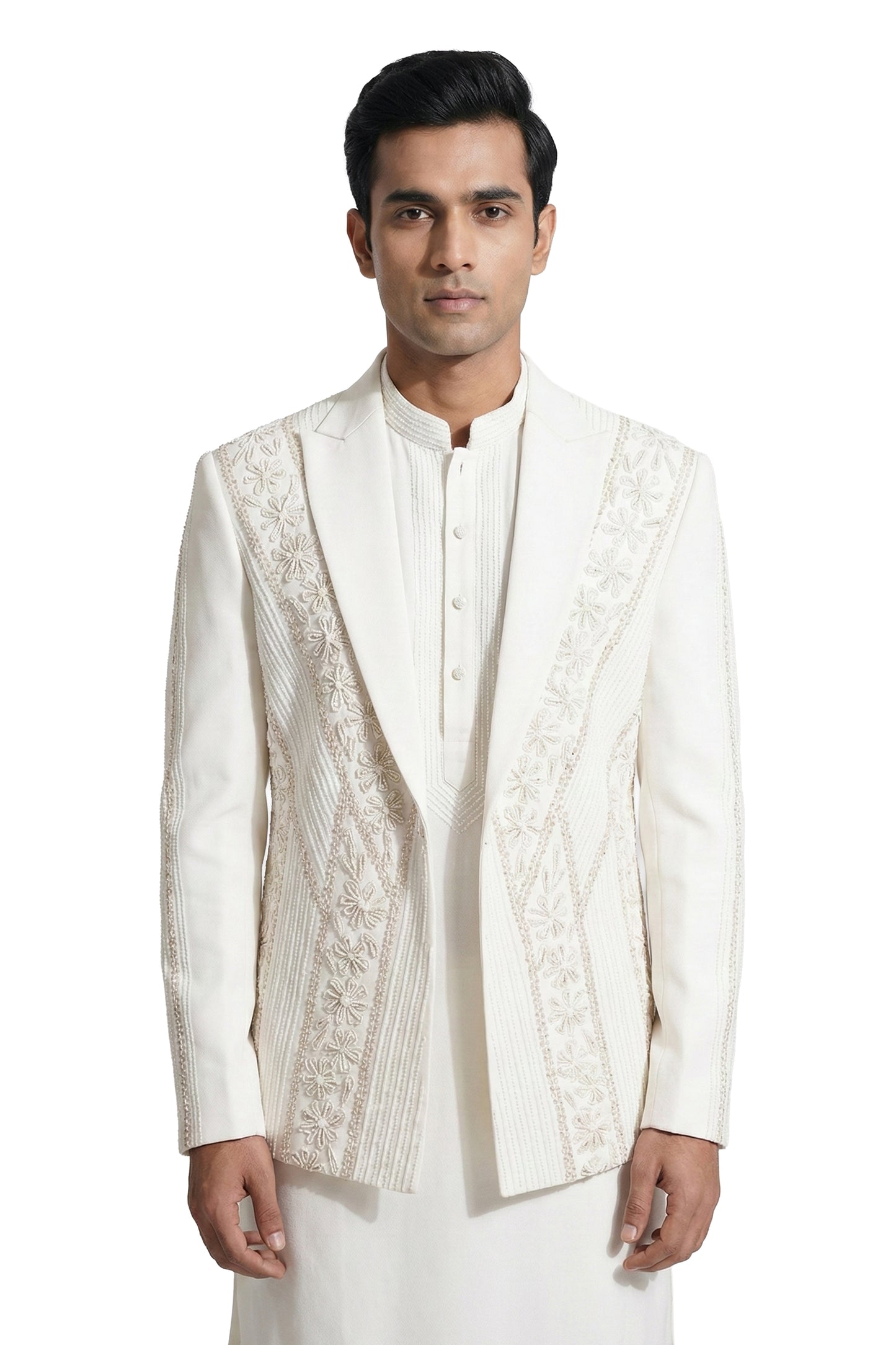 Ivory Embroidered Tuxedo Set