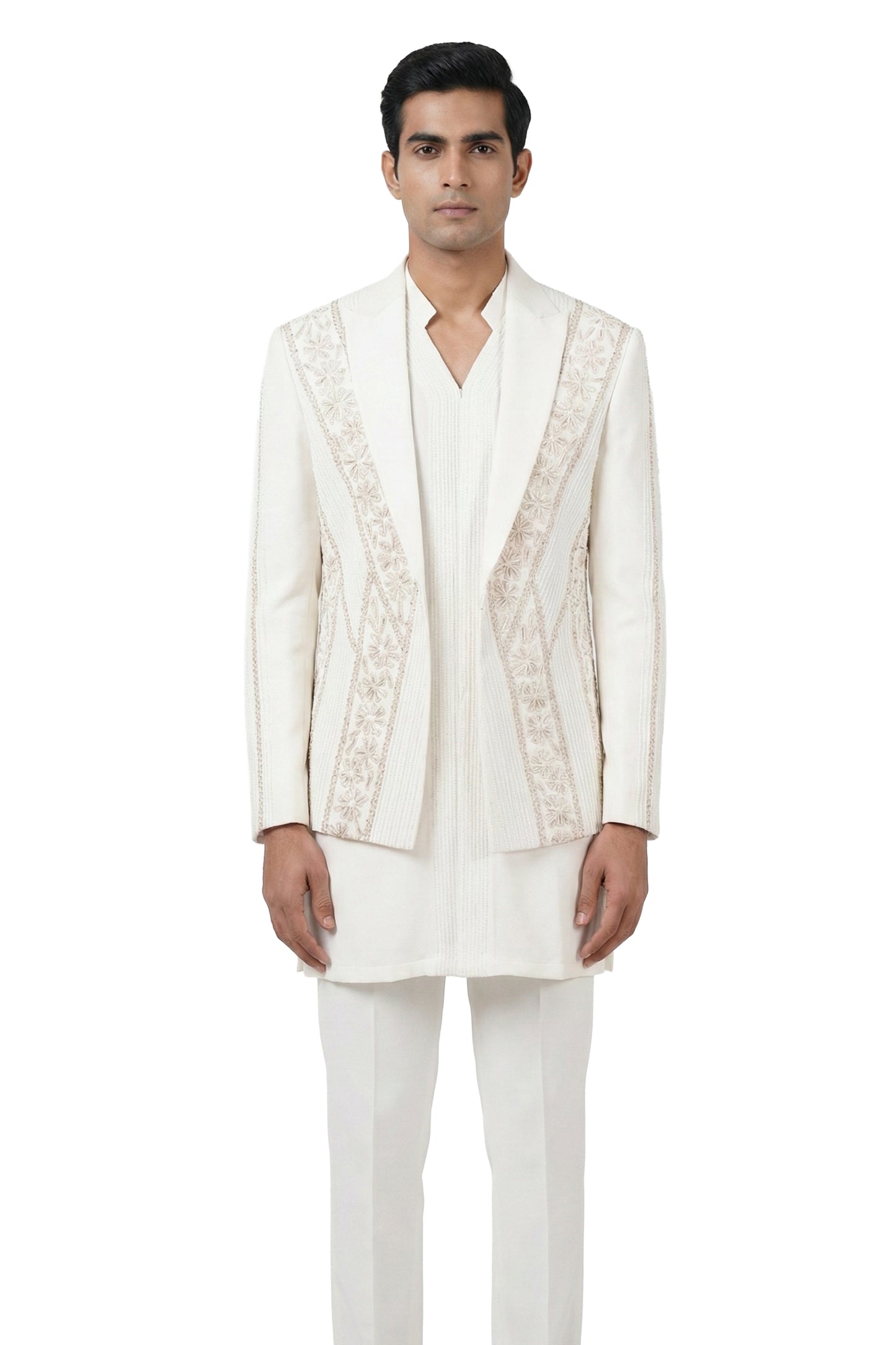 Ivory Embroidered Tuxedo Set