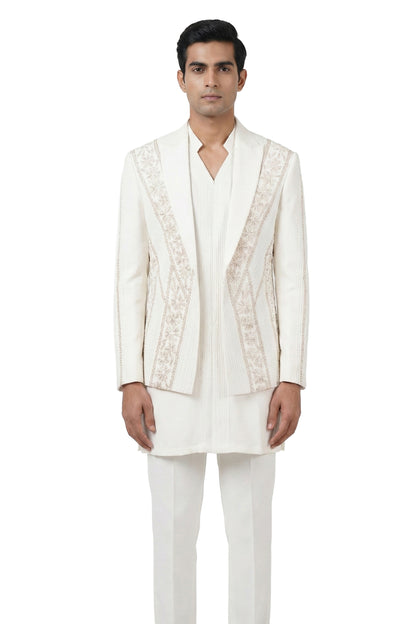 Ivory Embroidered Tuxedo Set