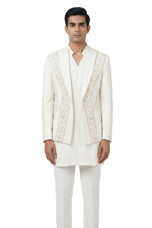 Ivory Embroidered Tuxedo Set