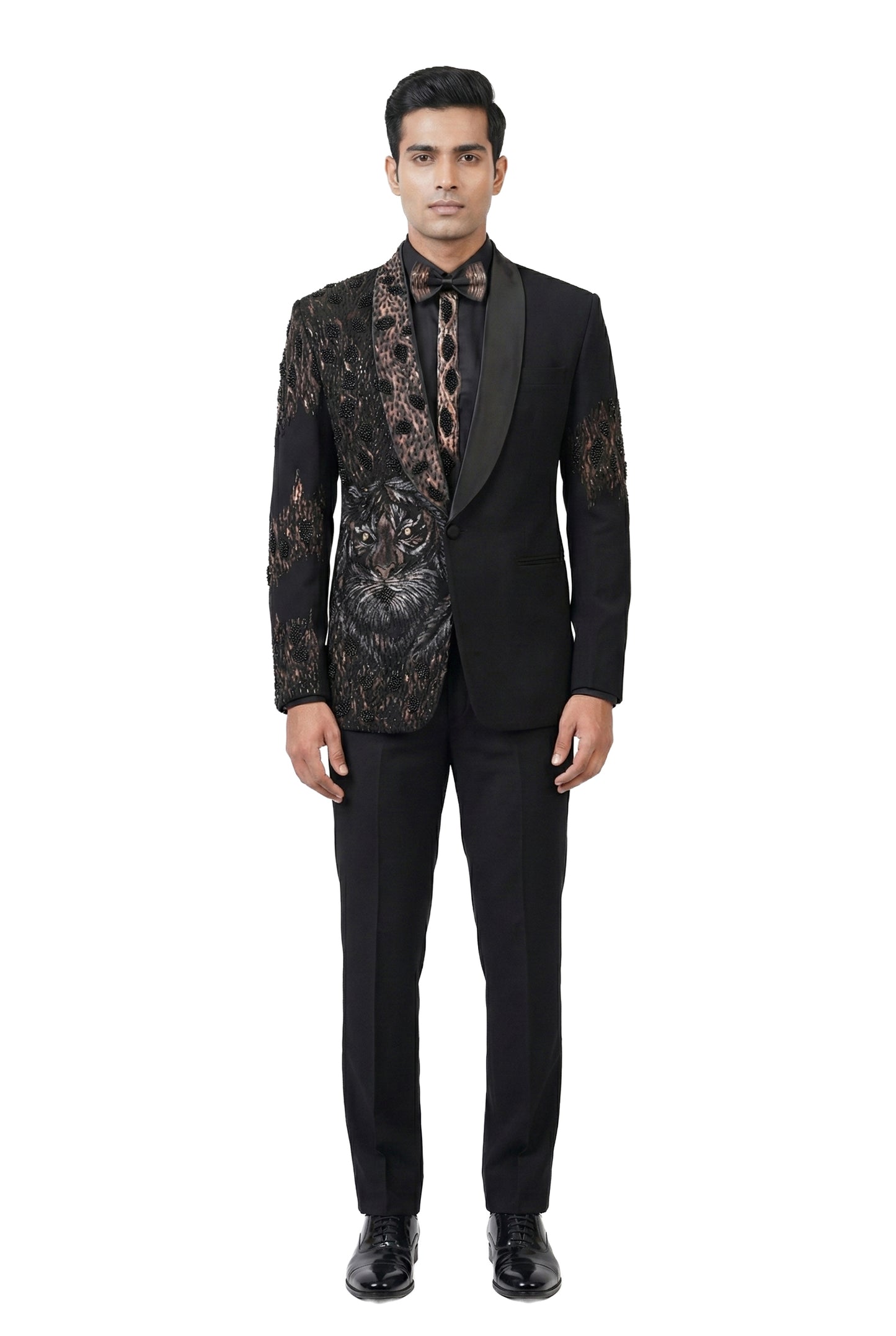 Black Hand-Painted Embroidered Tuxedo Set