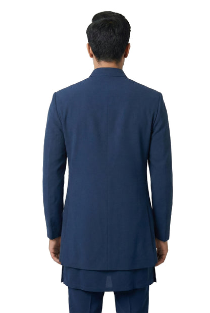 Navy Blue Indo-Western Jacket Set
