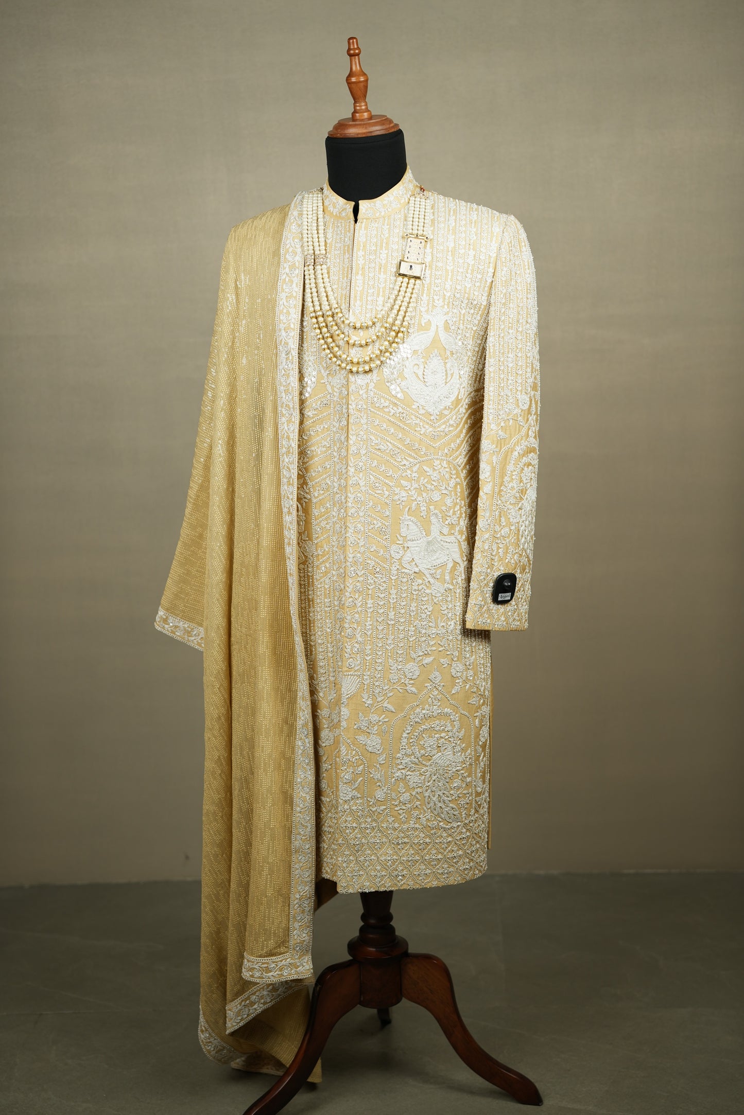 Gold Hand-Embroidered Sherwani