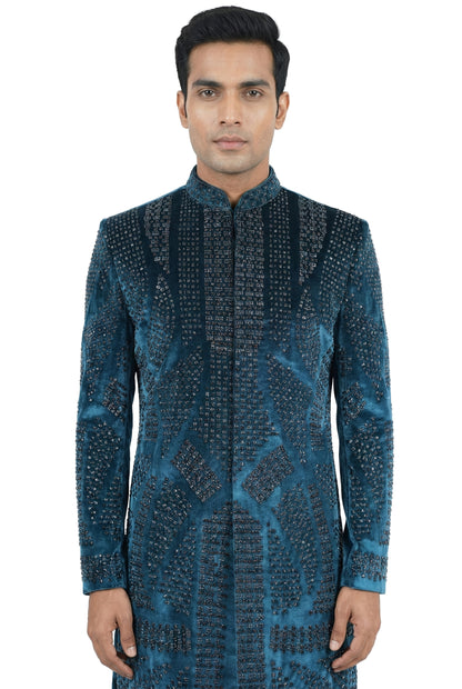 Teal Embellished Indo-Western