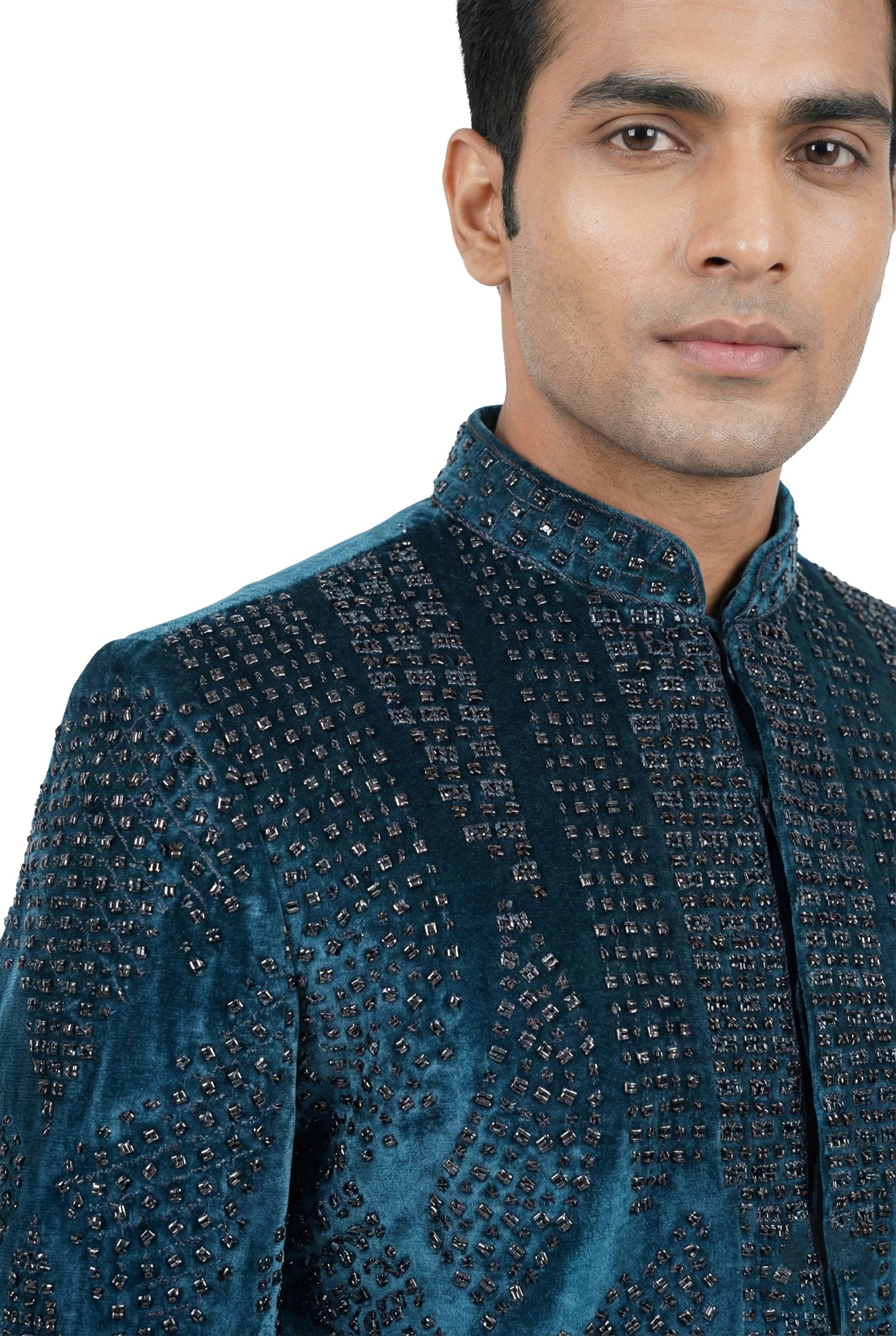 Teal Embellished Indo-Western
