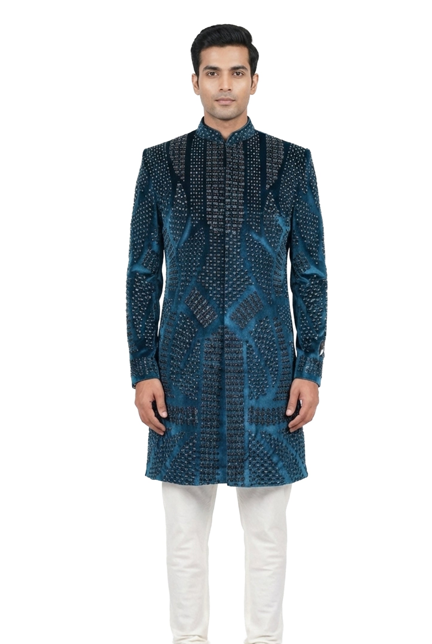 Teal Embellished Indo-Western