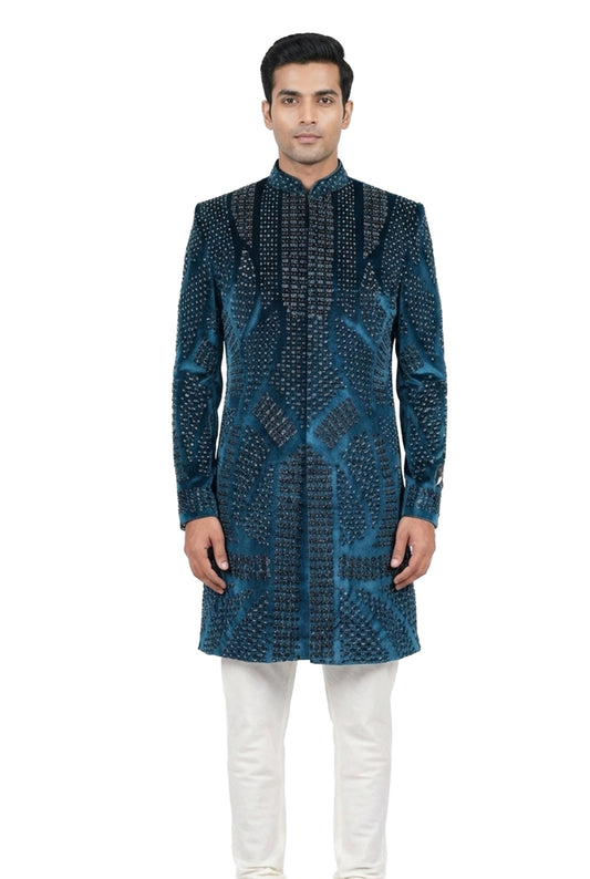 Teal Embellished Indo-Western