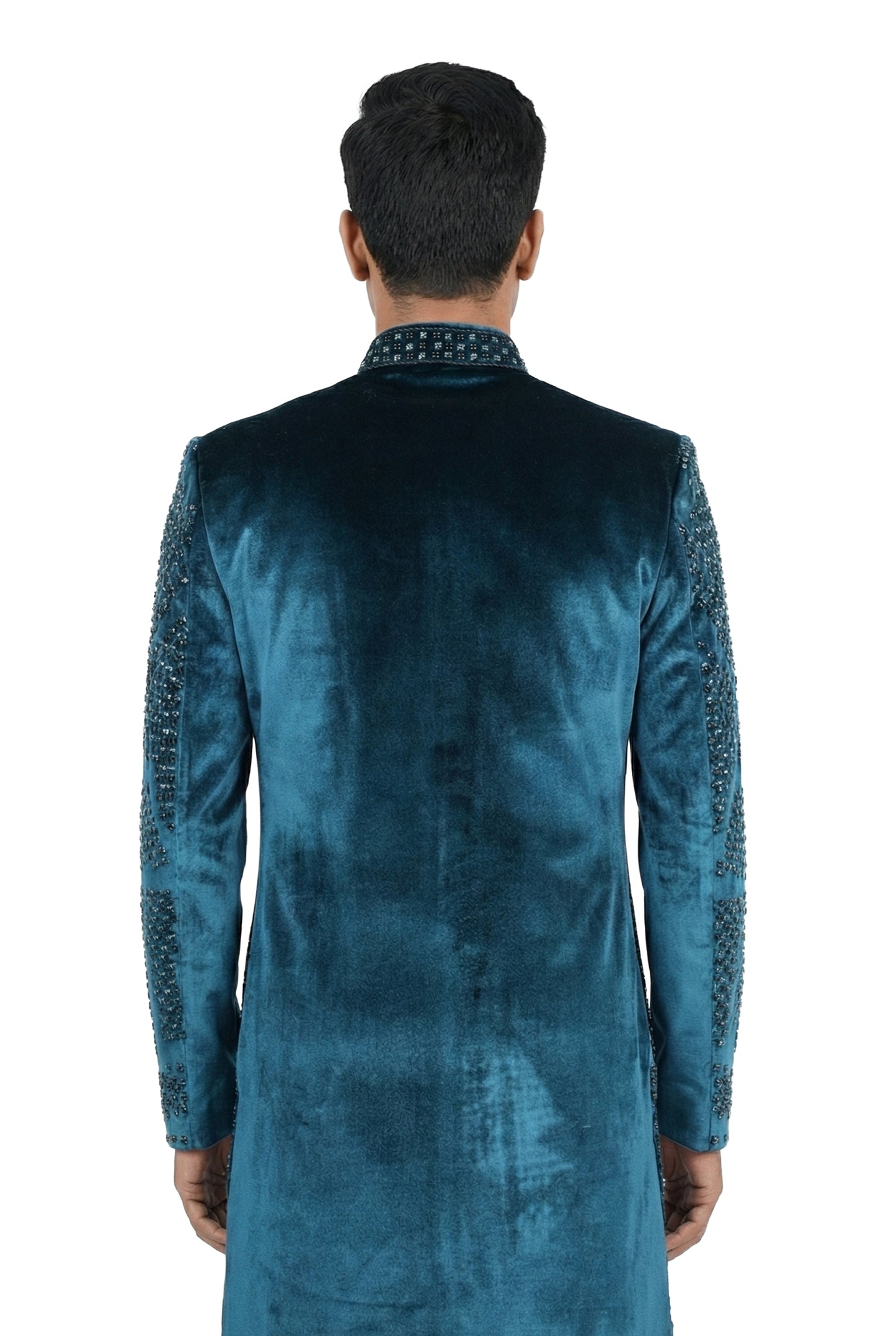 Midnight Blue Hand-Painted Indo-Western Jacket