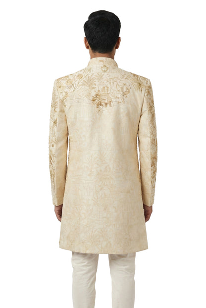 Ivory Heritage Embroidered Indo-Western Jacket Set