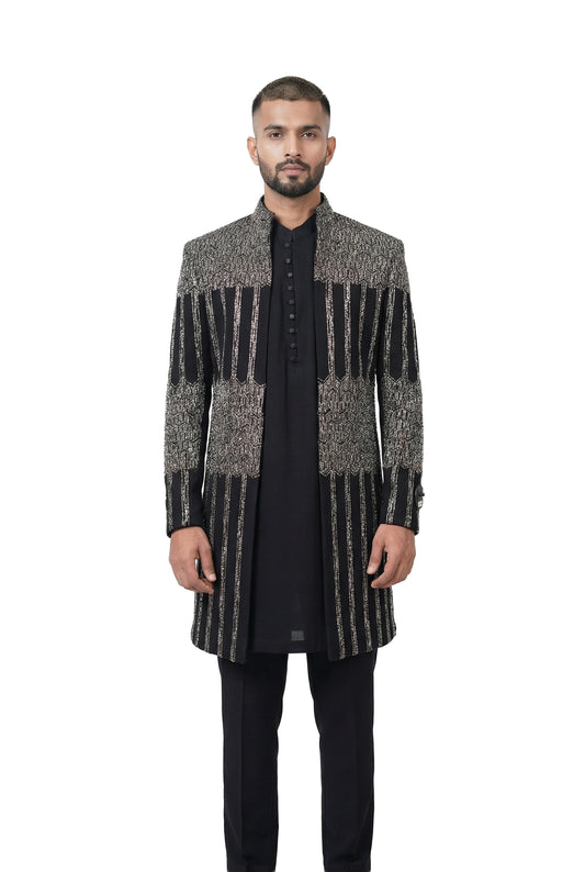 Black Embellished Indo-Western Jacket Set