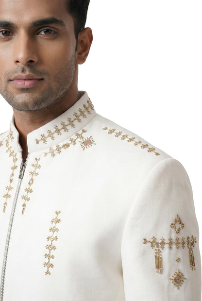 Ivory Embroidered Bandhgala Jacket