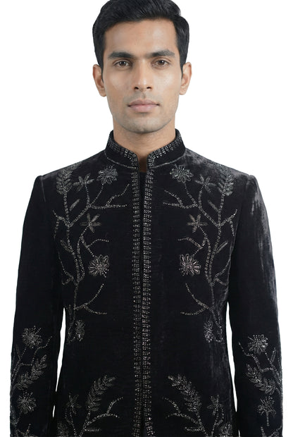 Black Embroidered Bandhgala Jacket