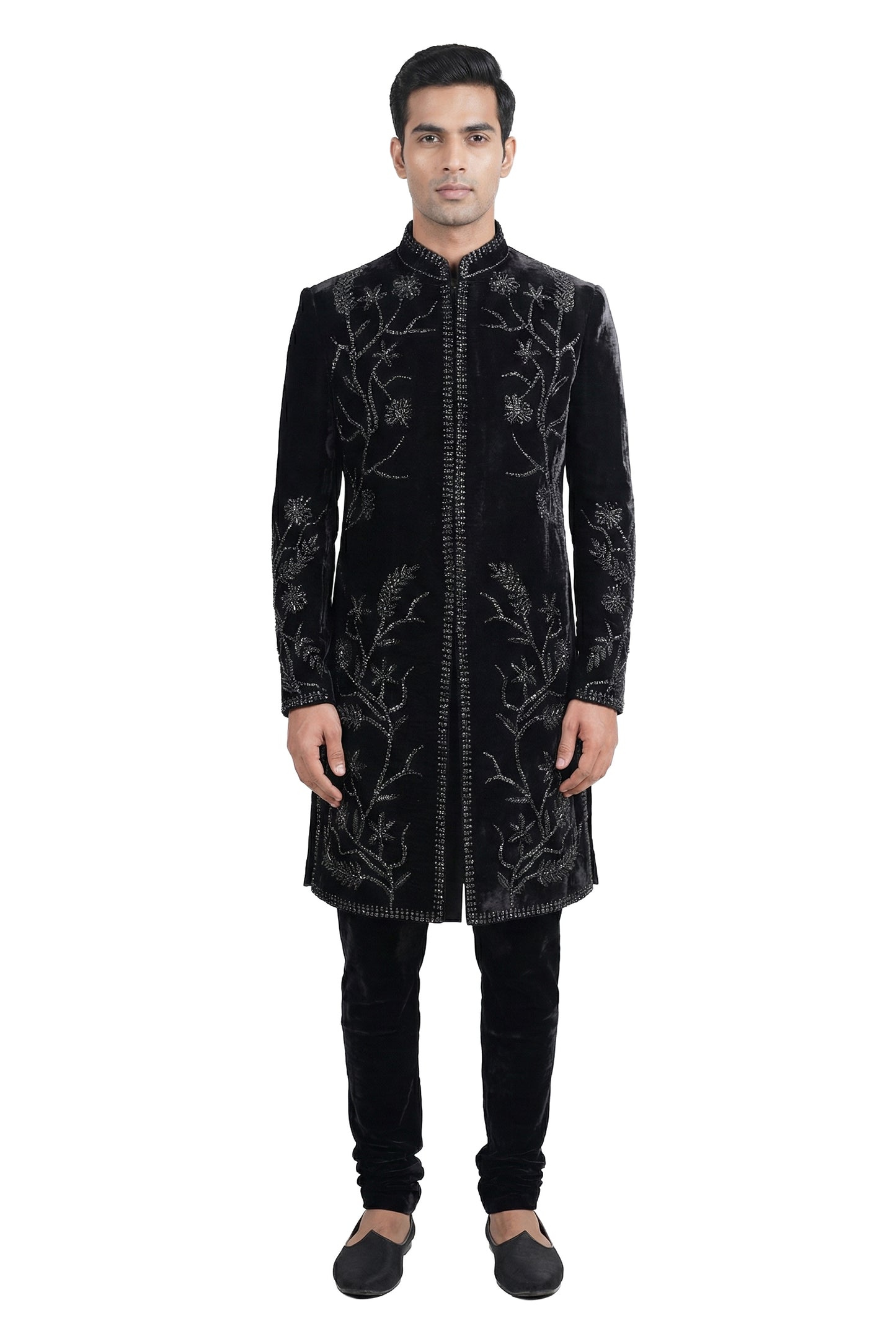 Black Embroidered Bandhgala Jacket