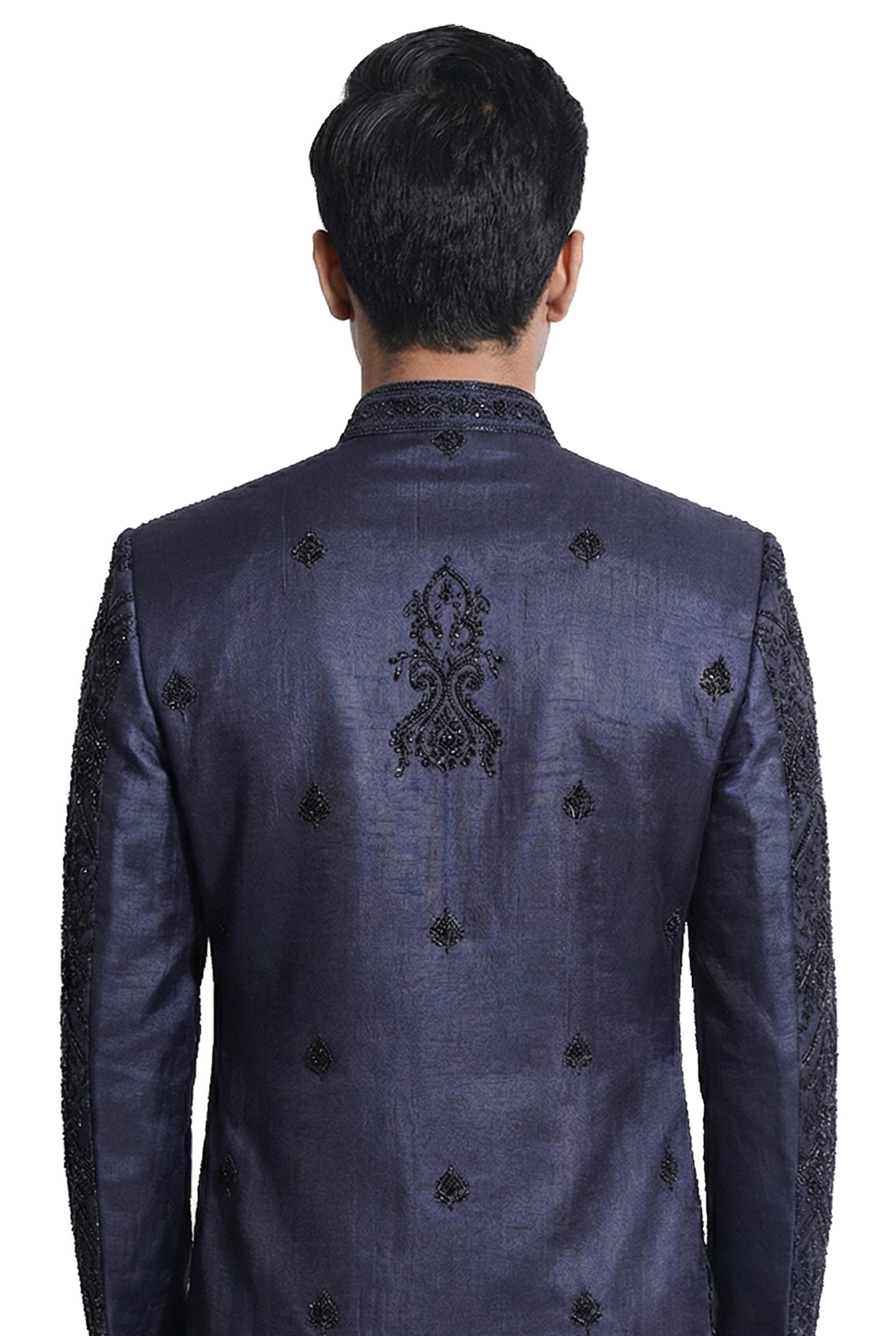 Navy Blue Heavily Embroidered Bandhgala