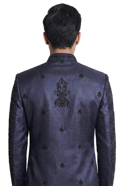 Navy Blue Heavily Embroidered Bandhgala