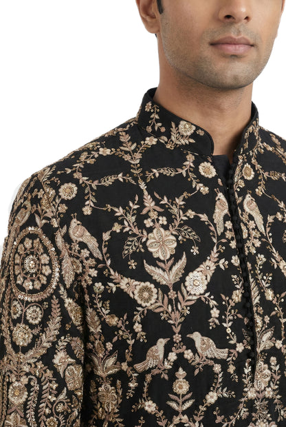 Black Heritage Embroidered Kurta