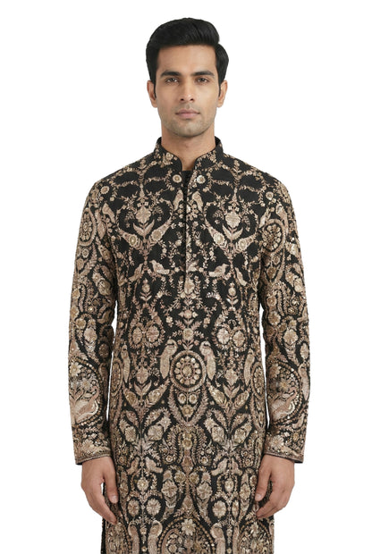 Black Heritage Embroidered Kurta
