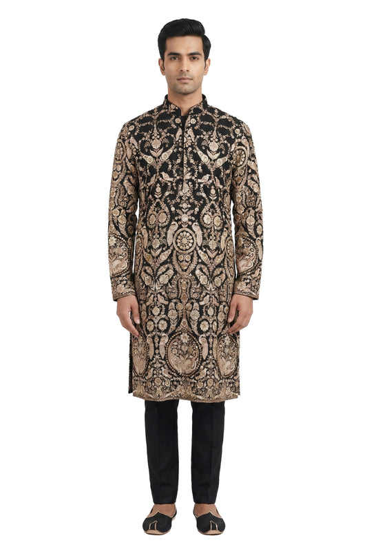 Black Heritage Embroidered Kurta