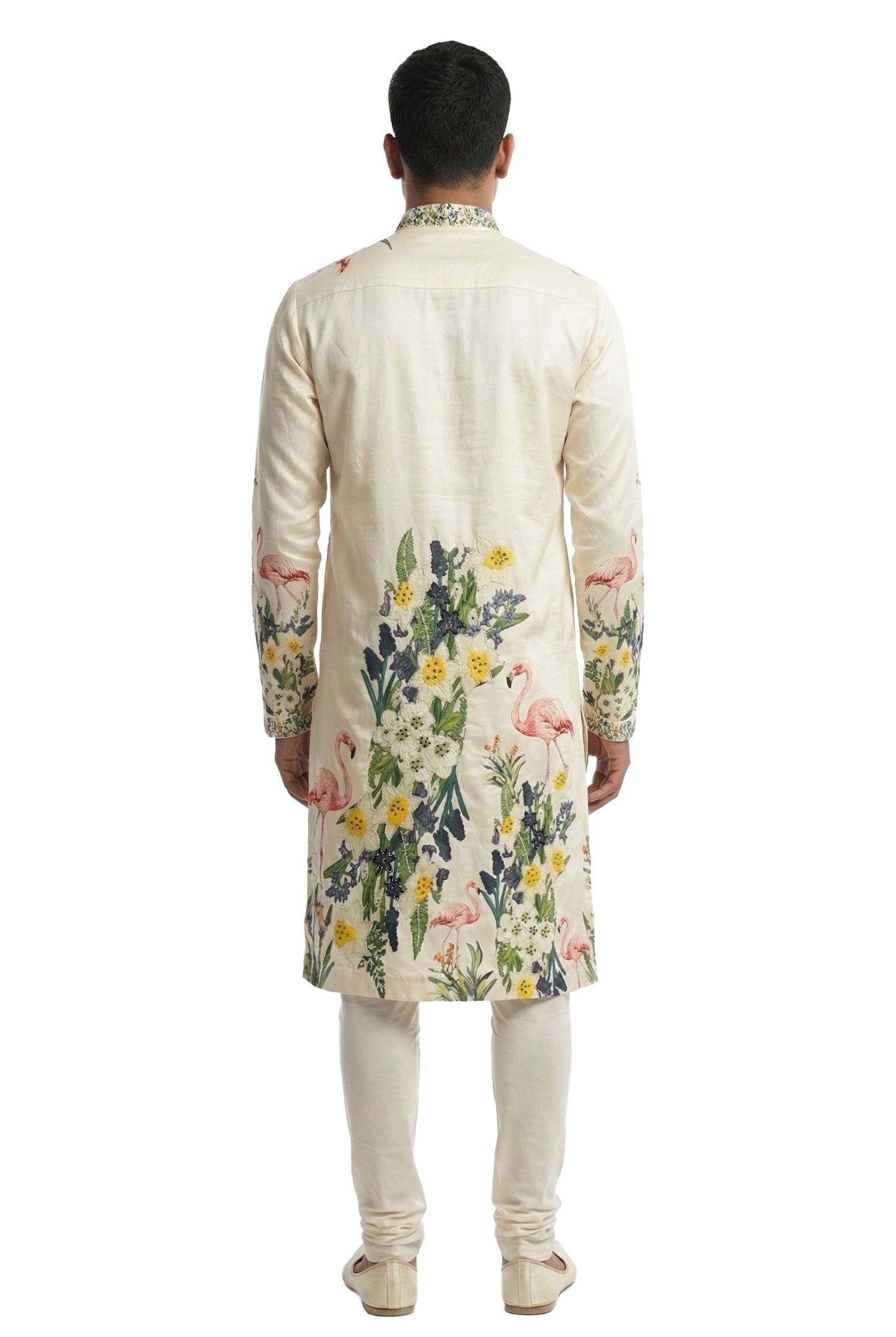 Ivory Printed Kurta with Open-Style Jacket
