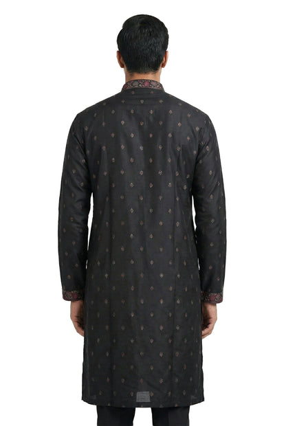 Black Printed Kurta with Coordinated Draped Dupatta