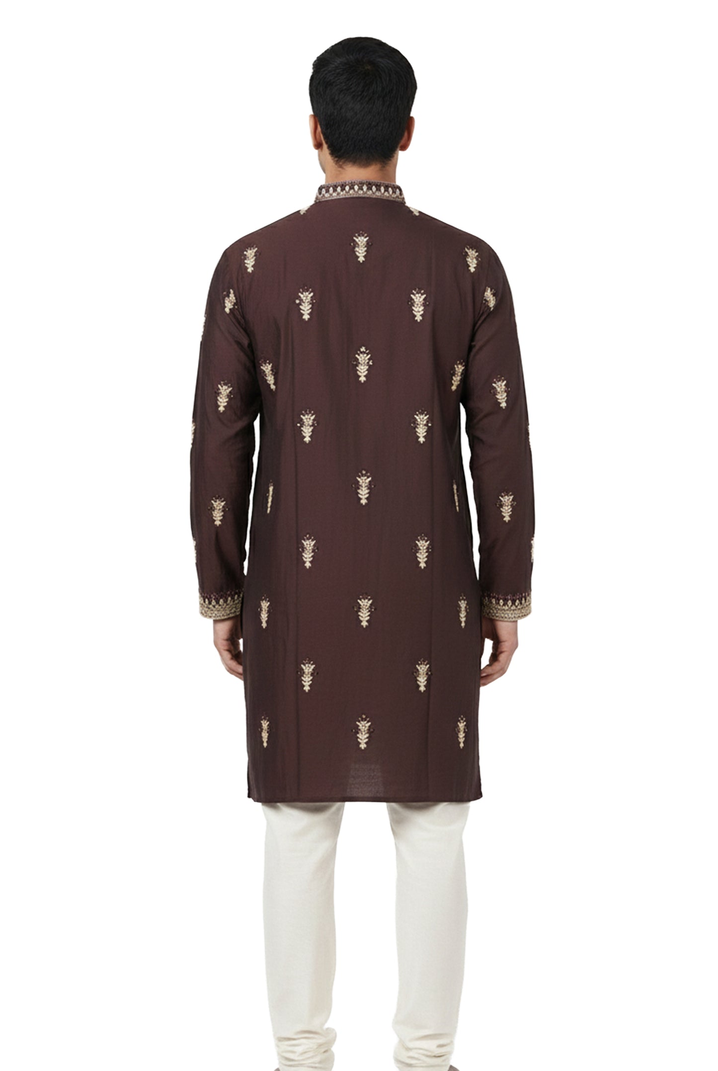 Wine Embroidered Kurta