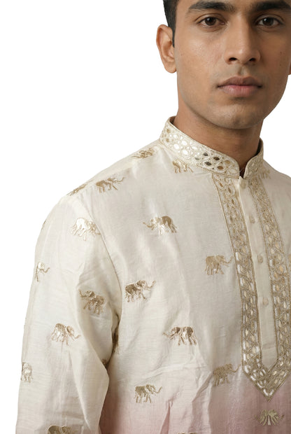 Ombre Kurta with Elephant Motifs