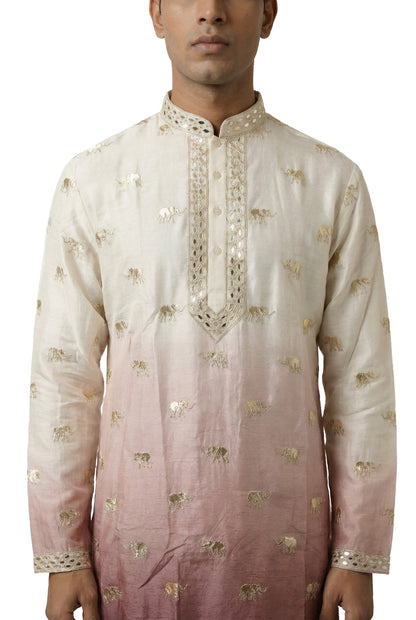 Ombre Kurta with Elephant Motifs