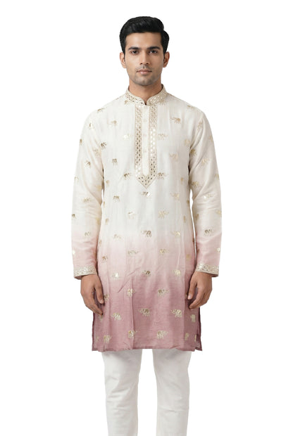 Ombre Kurta with Elephant Motifs