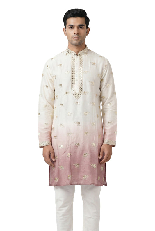 Ombre Kurta with Elephant Motifs