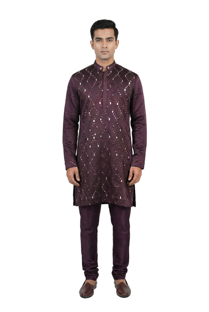 Plum Mirror-Embellished Kurta