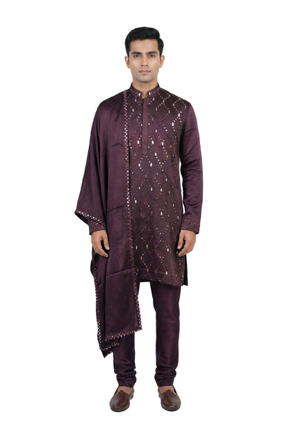 Plum Mirror-Embellished Kurta