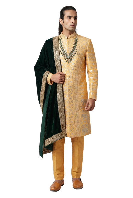 Ivory Hand-Embroidered Sherwani