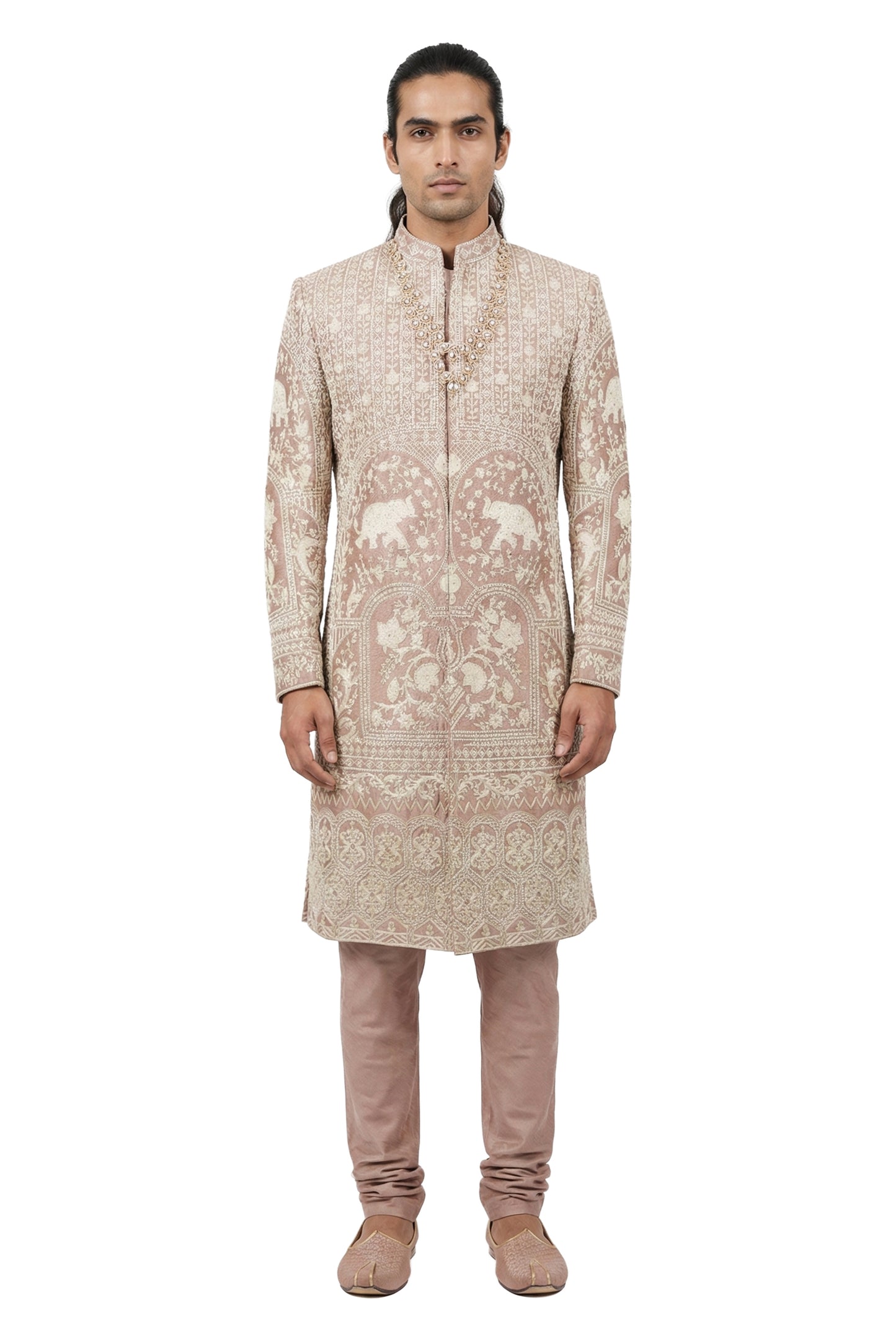 Pink Hand-Embroidered Sherwani