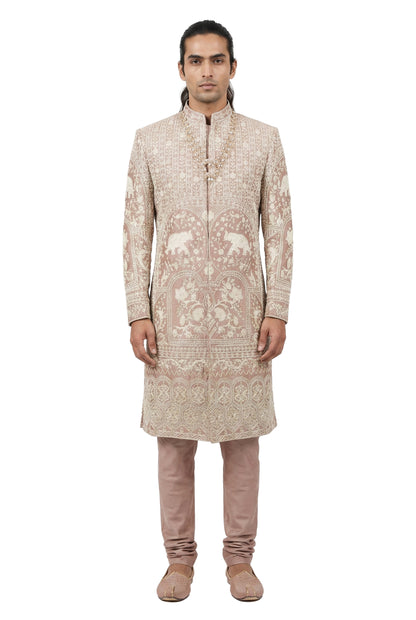Pink Hand-Embroidered Sherwani