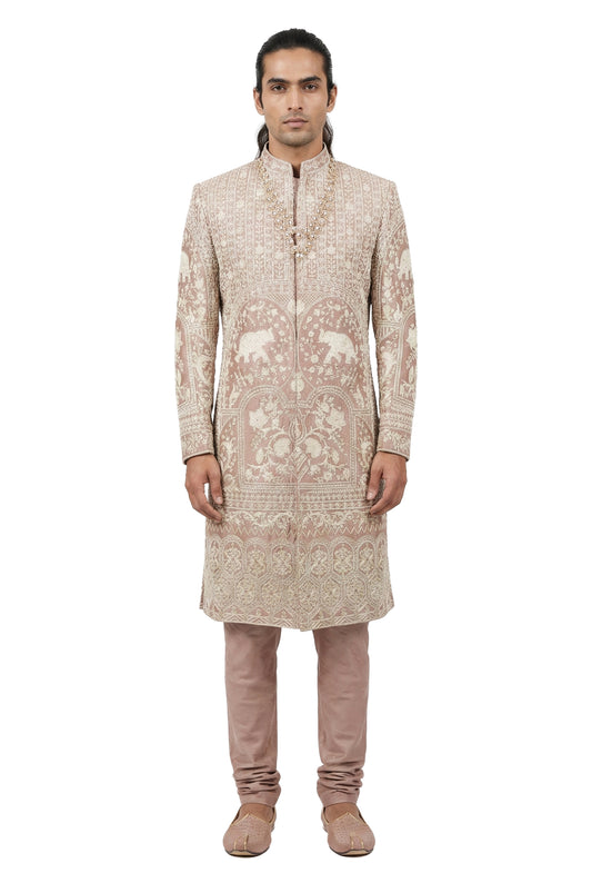 Pink Hand-Embroidered Sherwani