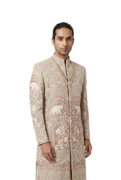Pink Hand-Embroidered Sherwani
