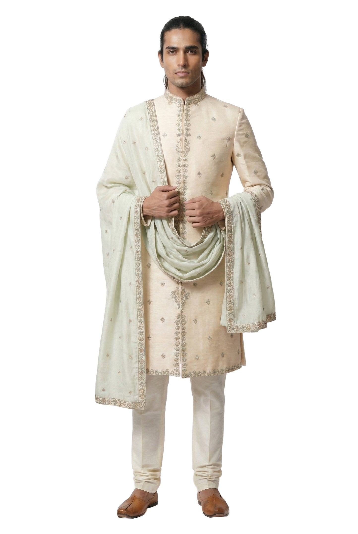 Gold Hand-Embroidered Sherwani