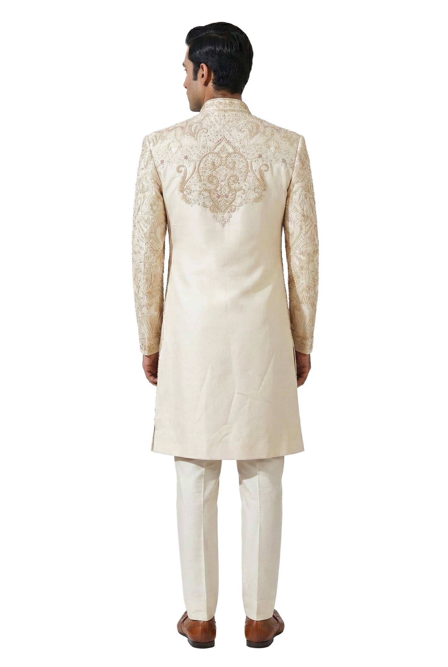 Ivory Hand-Embroidered Sherwani